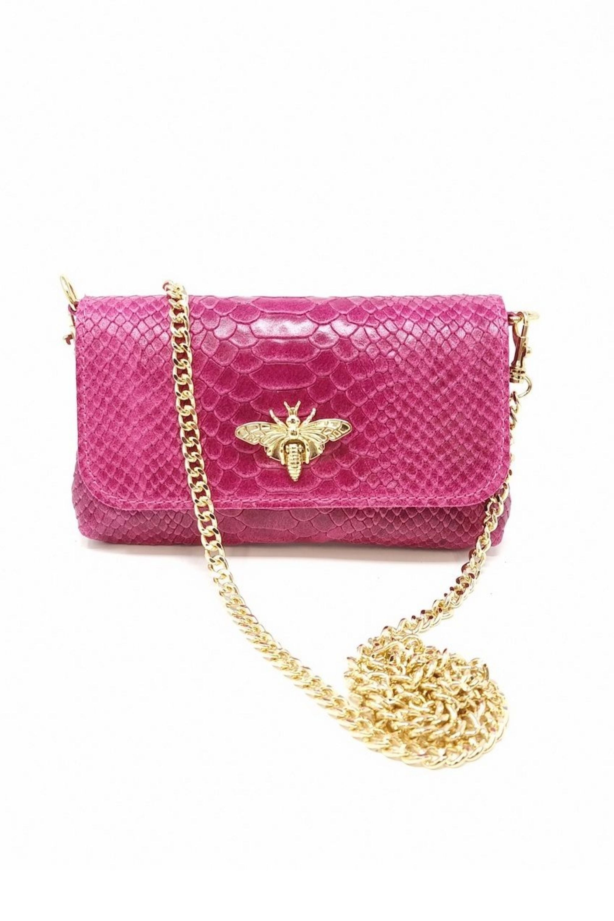Bee Leather Bag with Gold Chain Black / Os